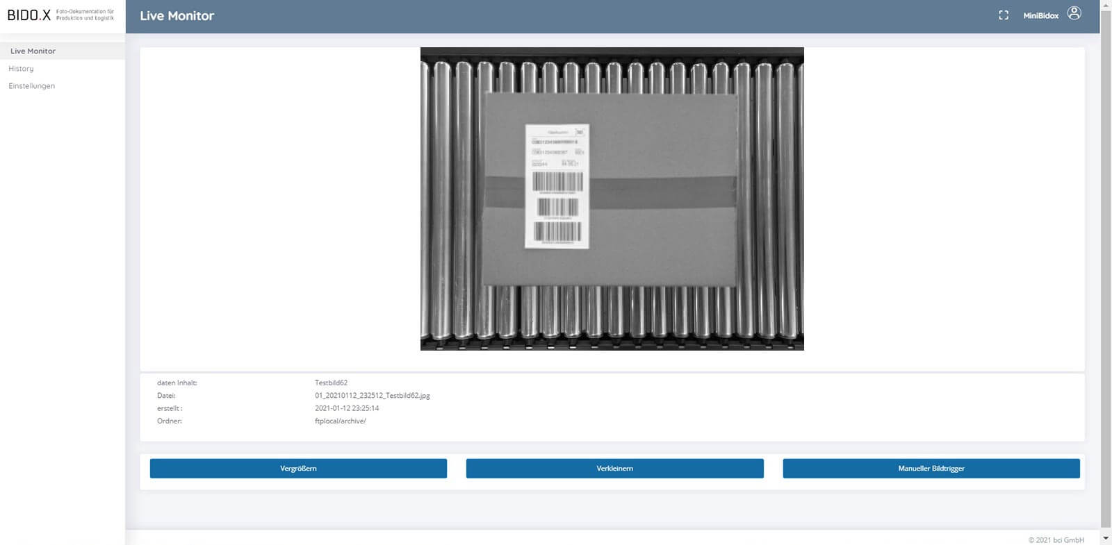 BIDO.X Screenshot der Anwendung - Live Monitor V3